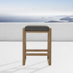 Canyon Outdoor Teak Backless Barstool
